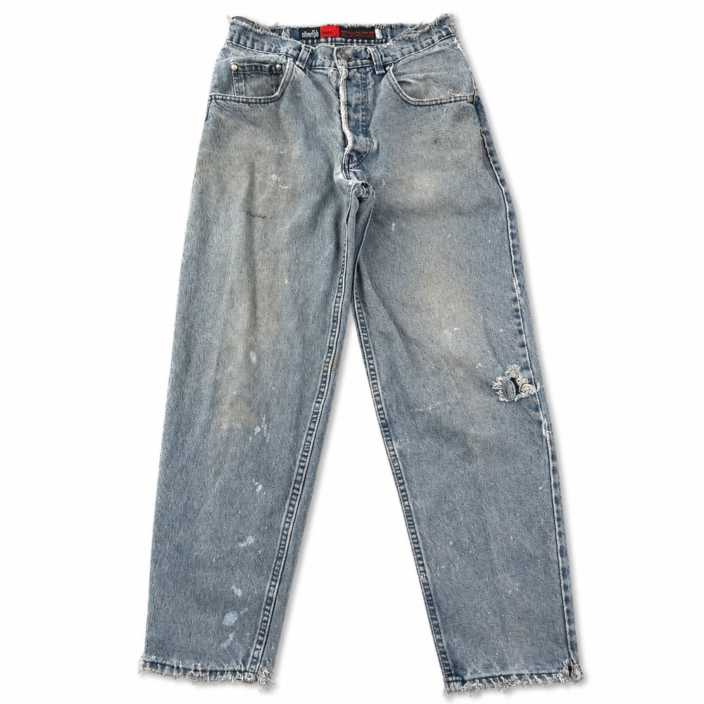 Vintage Levi's Silver Tab Loose Fit Jeans Mens Sz 28x30 Button Fly Destroyed 90s